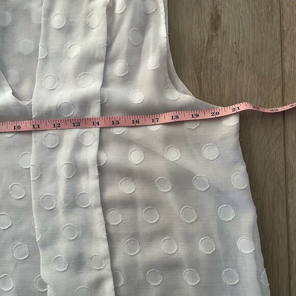 Calvin Klein White Sheer Polka Dot Top Sz Large - Picture 6 of 7